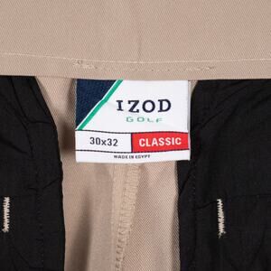 IZOD Classic Men's Golf Pants Chinos 100% Polyester Flat Front Tan Size 30 x 32